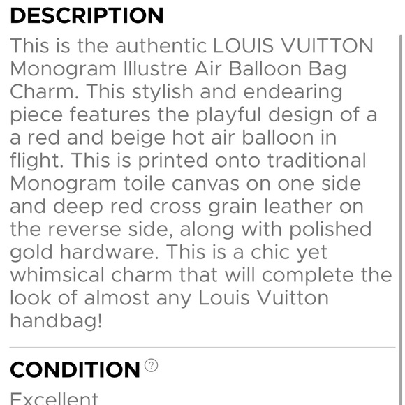 Authentic Louis Vuitton illustre air balloon bag charm key chain monogram - Picture 6 of 6
